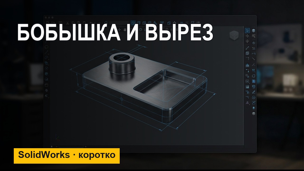SolidWorks: бобышка и вырез — короткая версия базового урока