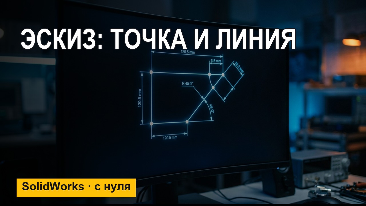 SolidWorks с нуля: эскиз — точка, линия, привязки и размеры