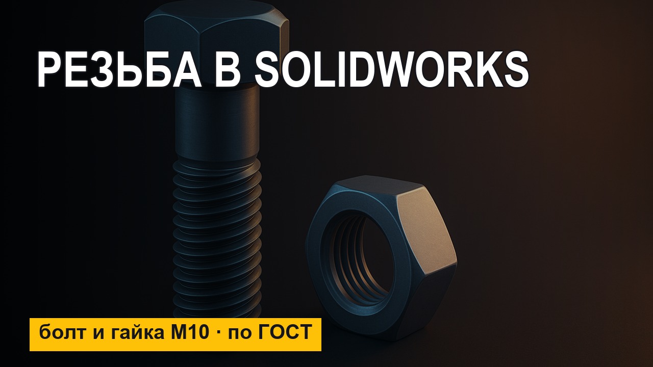 Резьба в SolidWorks — болт и гайка М10 в 3D по ГОСТ