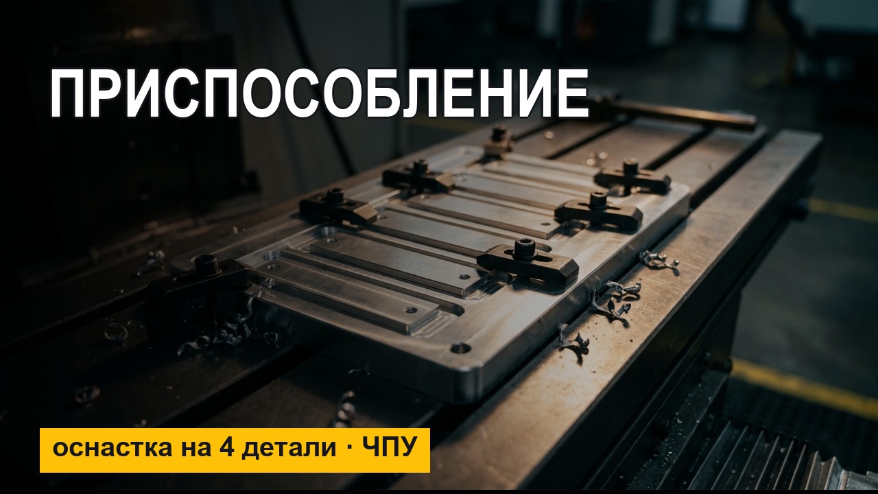 Приспособление для фрезеровки на ЧПУ — универсальная оснастка на 4 детали