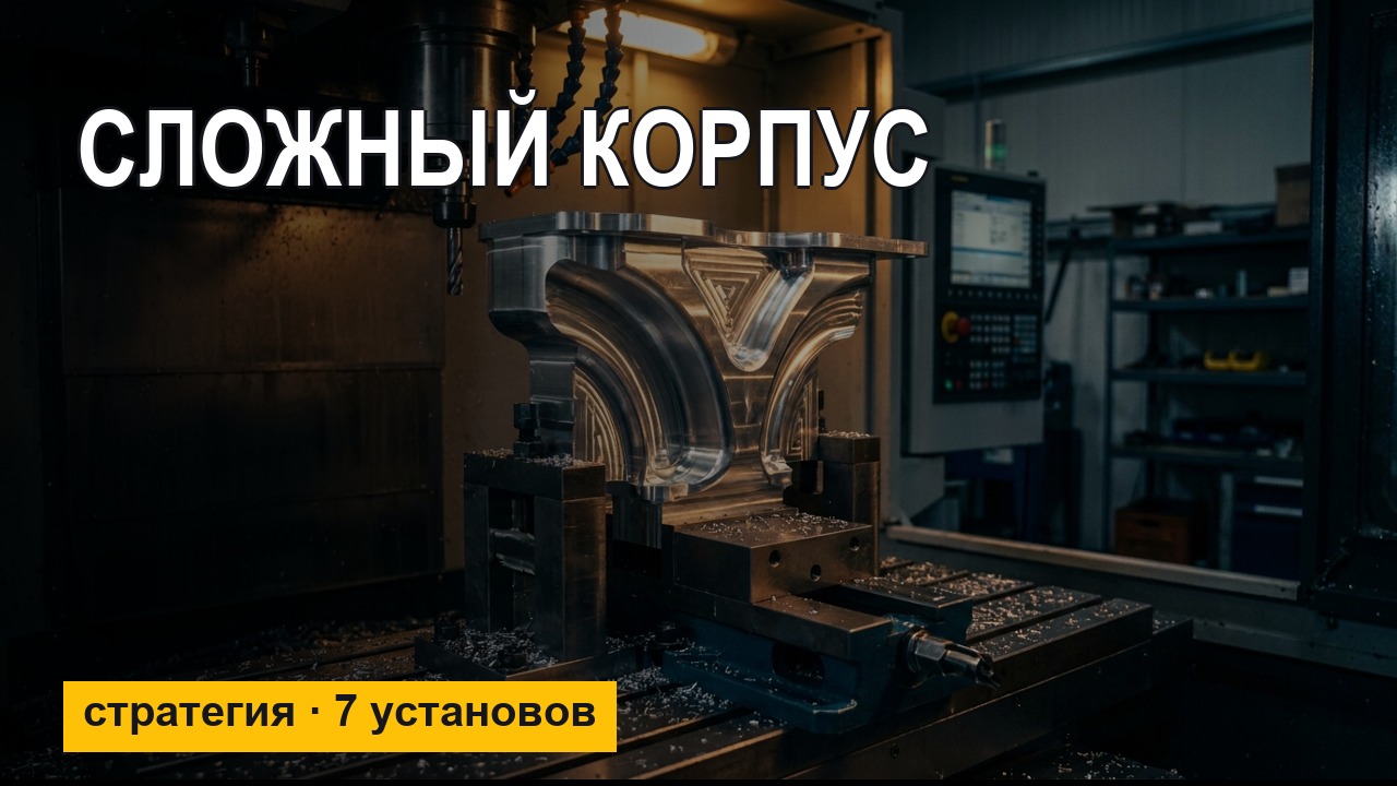 Сложный корпус на ЧПУ — стратегия обработки за 7 установов на 3 осях