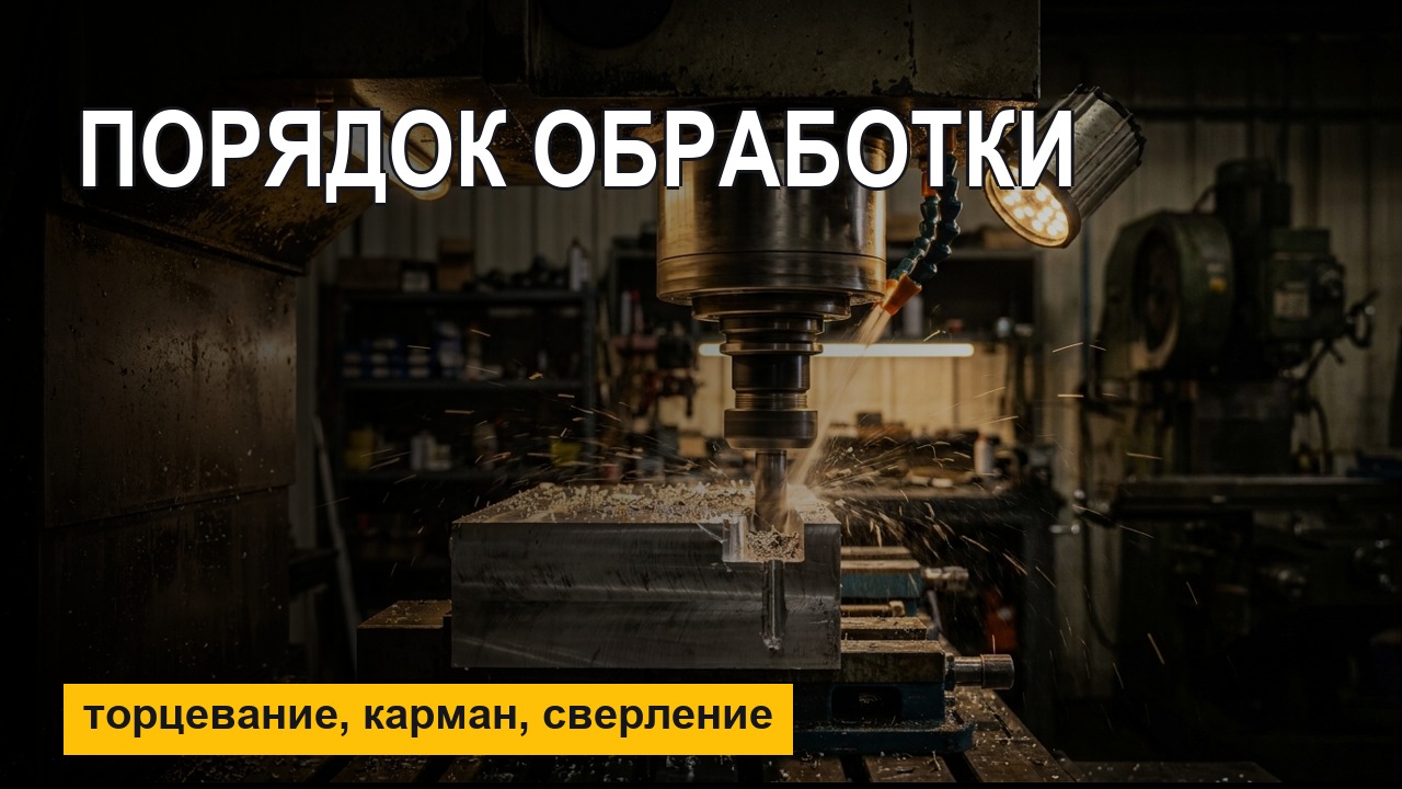 Порядок обработки детали в MasterCAM — торцевание, карман, центровка, сверление